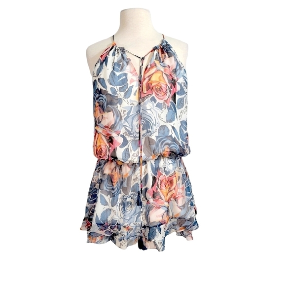 Elizabeth and James Blue Floral Kensi Silk Dress - Picture 2 of 8